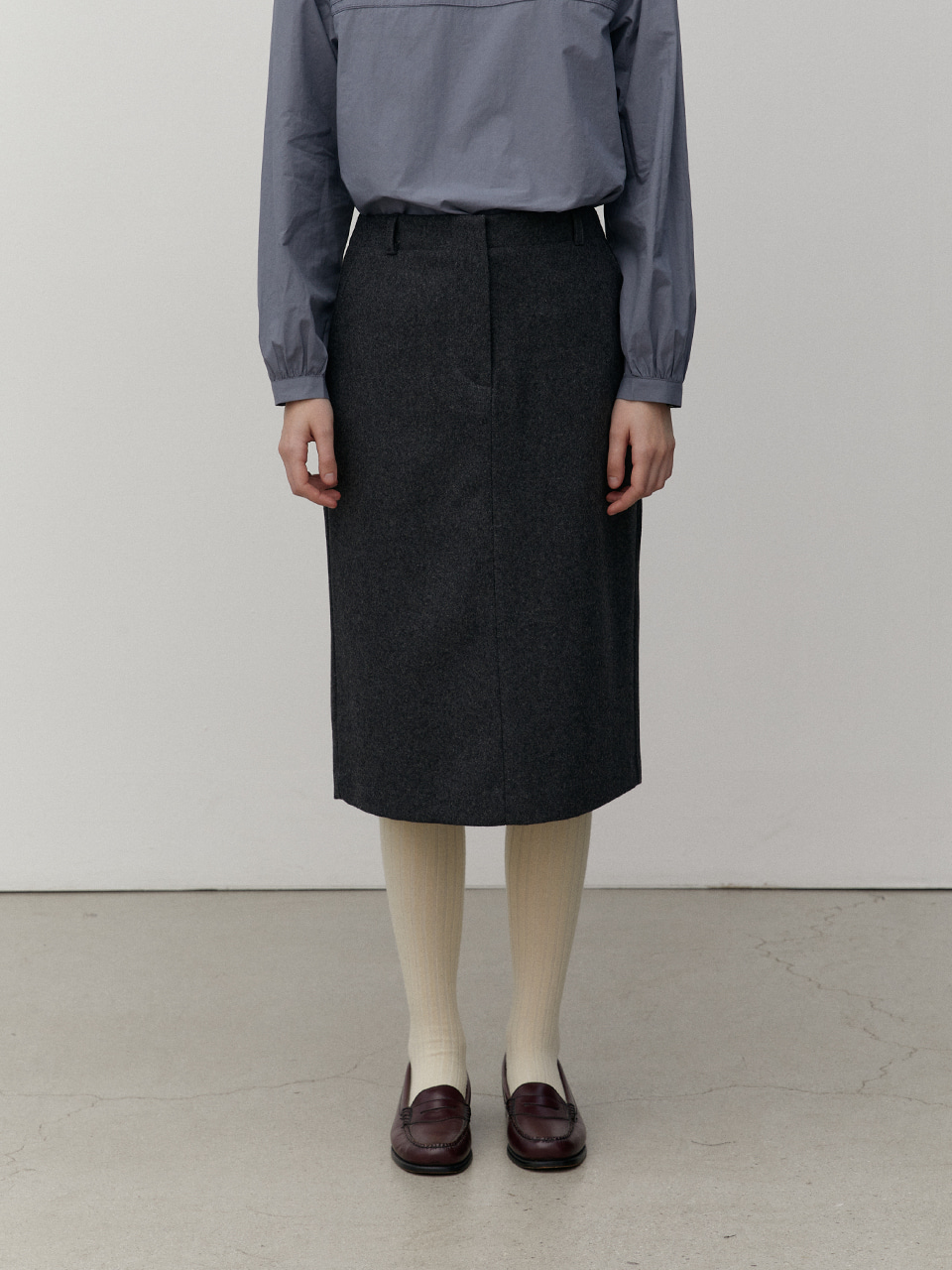 wool H skirt - charcoalBRENDA BRENDEN