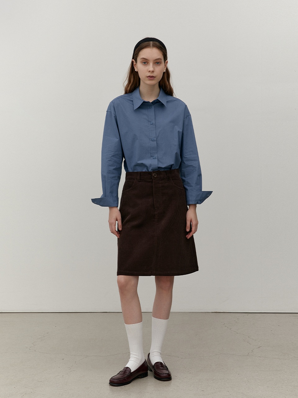 [m size 10/6 순차발송]corduroy middle skirt - brownBRENDA BRENDEN