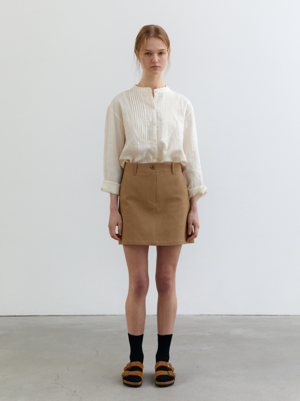 [scratch] 80&#039;s cotton mini skirt - beigeBRENDA BRENDEN